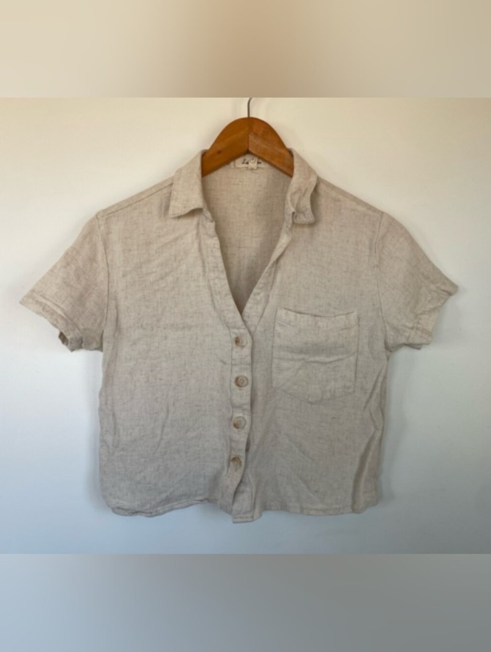 Love Notes Beige Cropped Blouse Women's Size Small